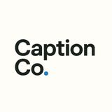 The caption co. logo is black and blue on a white background.