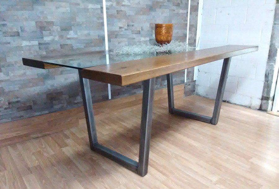 Custom wood and glass dining room table