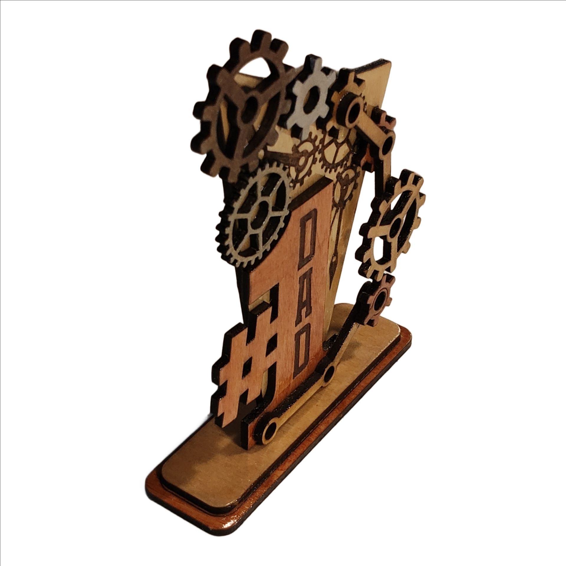 #1 Dad Gear Stand – Layered Wooden Desk Display