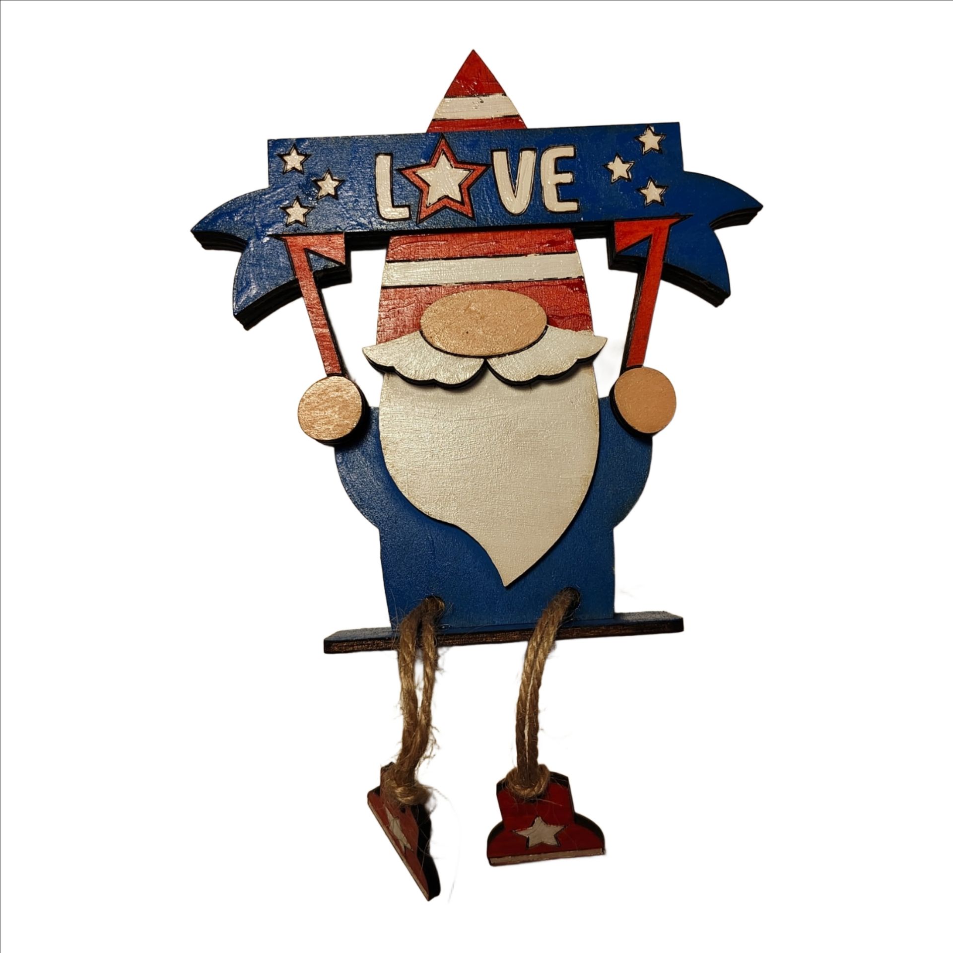 Patriotic Gnome Trio with Dangling Feet