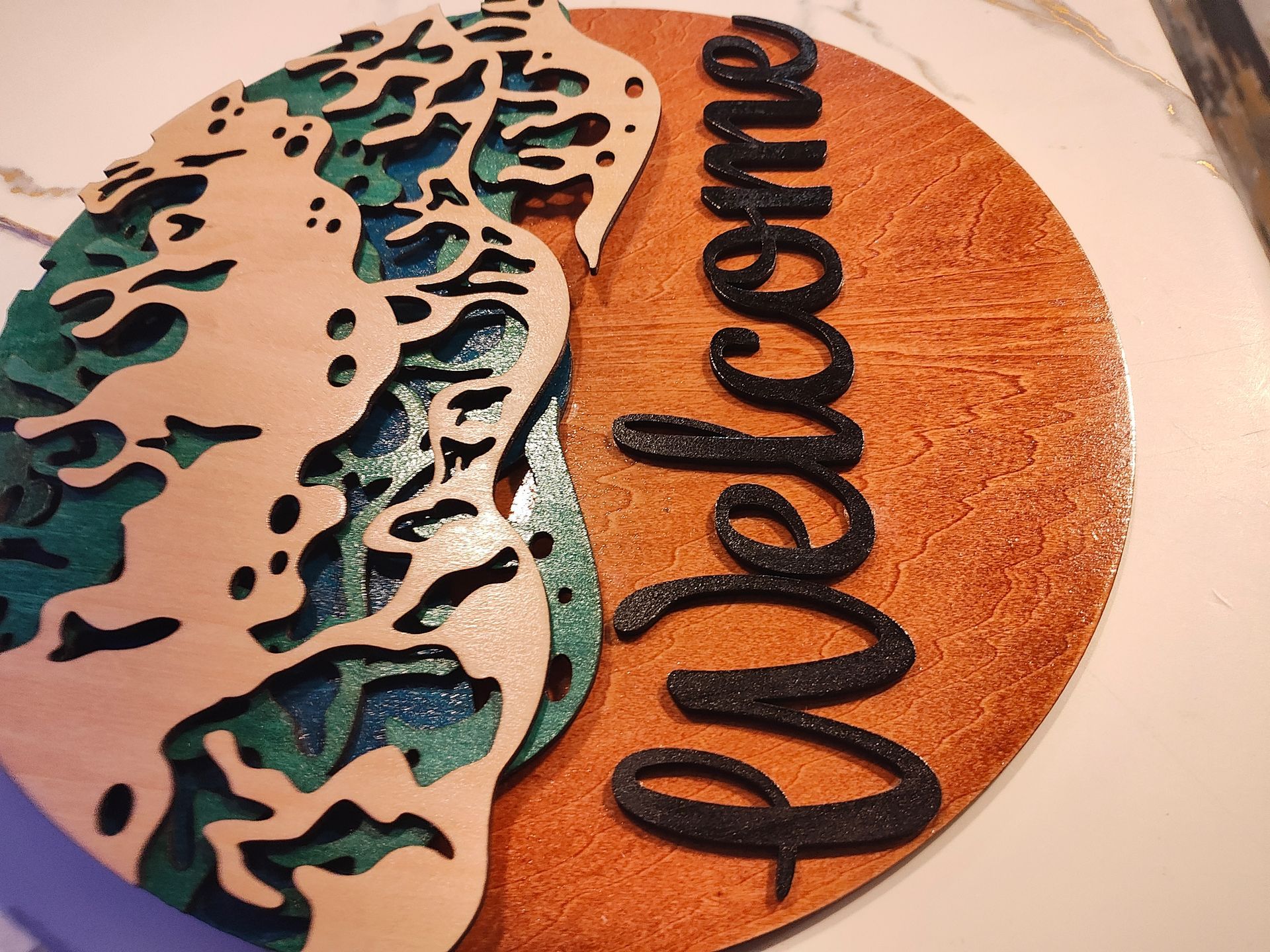 Coastal Waves Welcome Sign – Handcrafted Wooden Decor