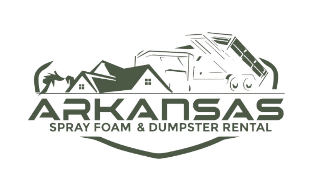A logo for arkansas spray foam and dumpster rental.