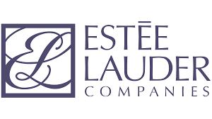 The logo for estee lauder companies is purple and white