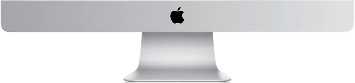 A silver apple computer monitor is sitting on a white surface.