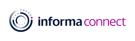 A blue and purple logo for informa connect