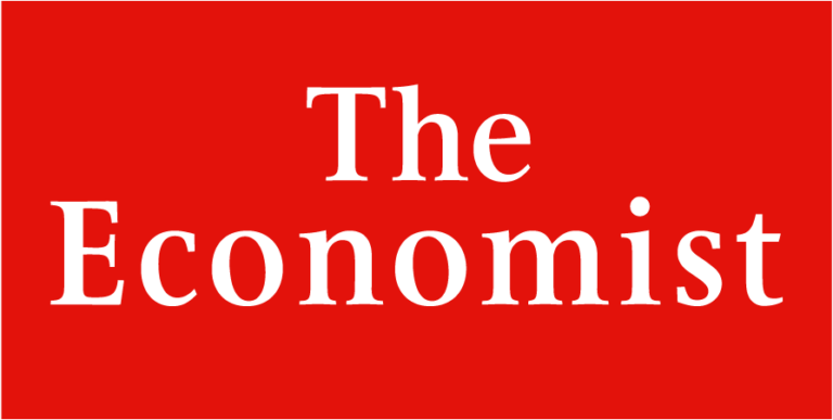 A red and white logo for the economist