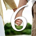 Couple holding hands, overlaid with the number 6.