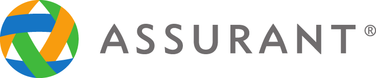 A logo for assurant with a blue green and orange circle
