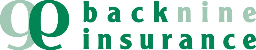 The logo for back nine insurance is green and white.