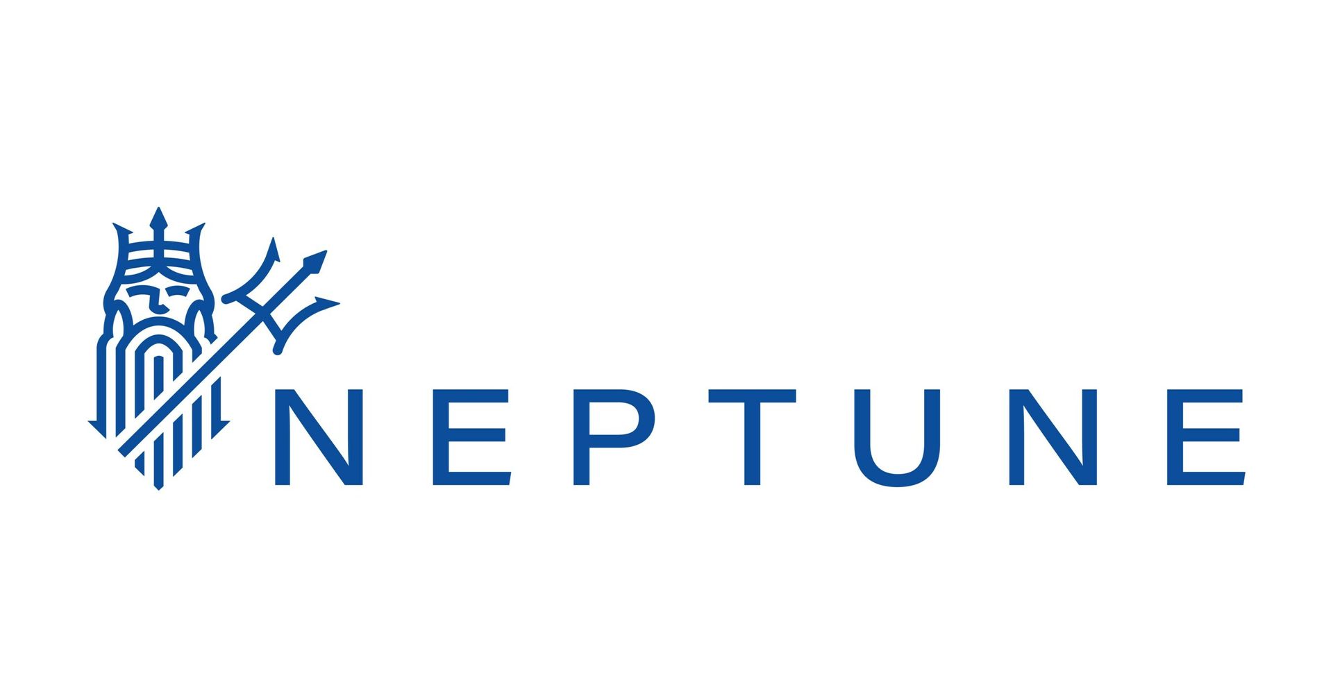 The logo for neptune is a blue logo with a trident.