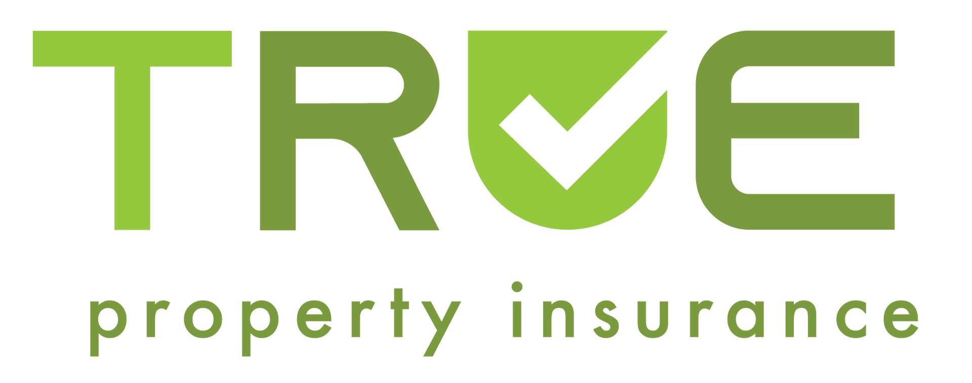 The logo for true property insurance is green and white.