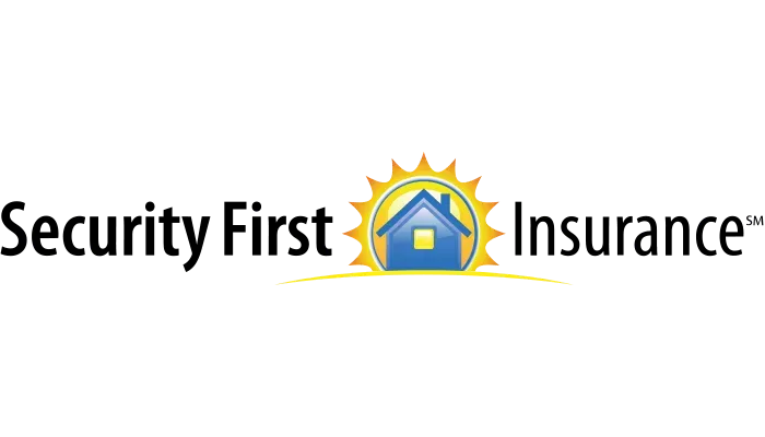 The security first insurance logo has a house and sun on it.