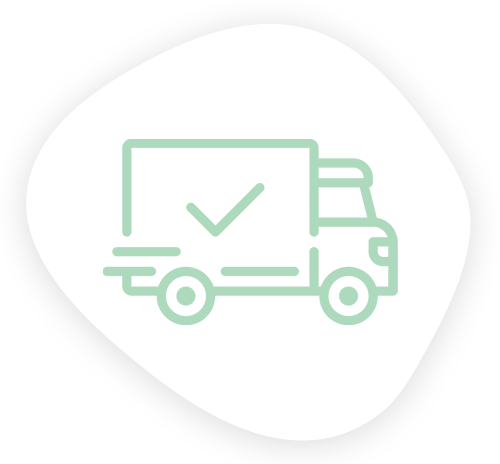 un icono de un camión de entrega con una marca de verificación en la parte trasera .
