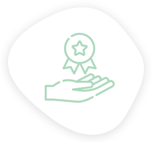un icono de una mano sosteniendo un medalla con una estrella .