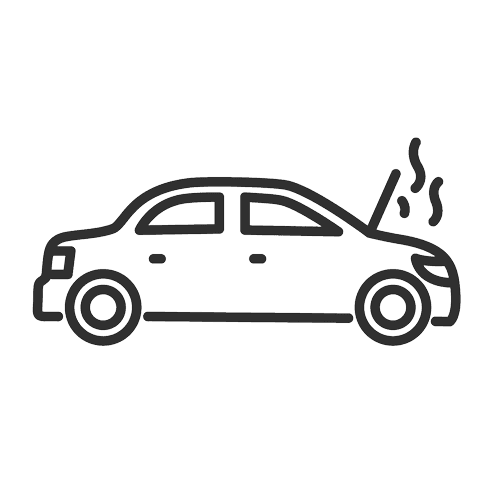 broken car with open hood icon