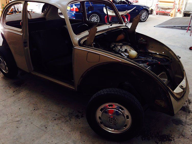 VW Beetle being restored.