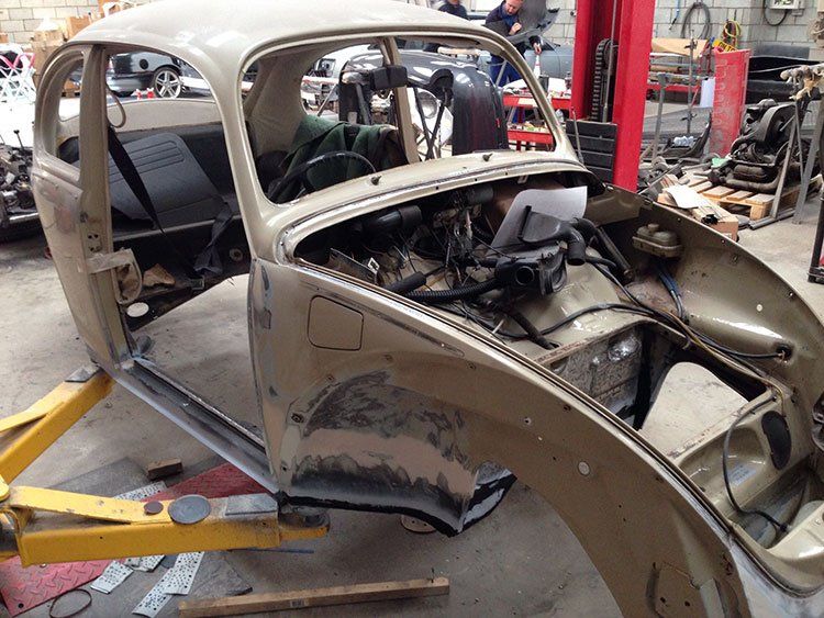 VW Beetle being restored in Grimsby.