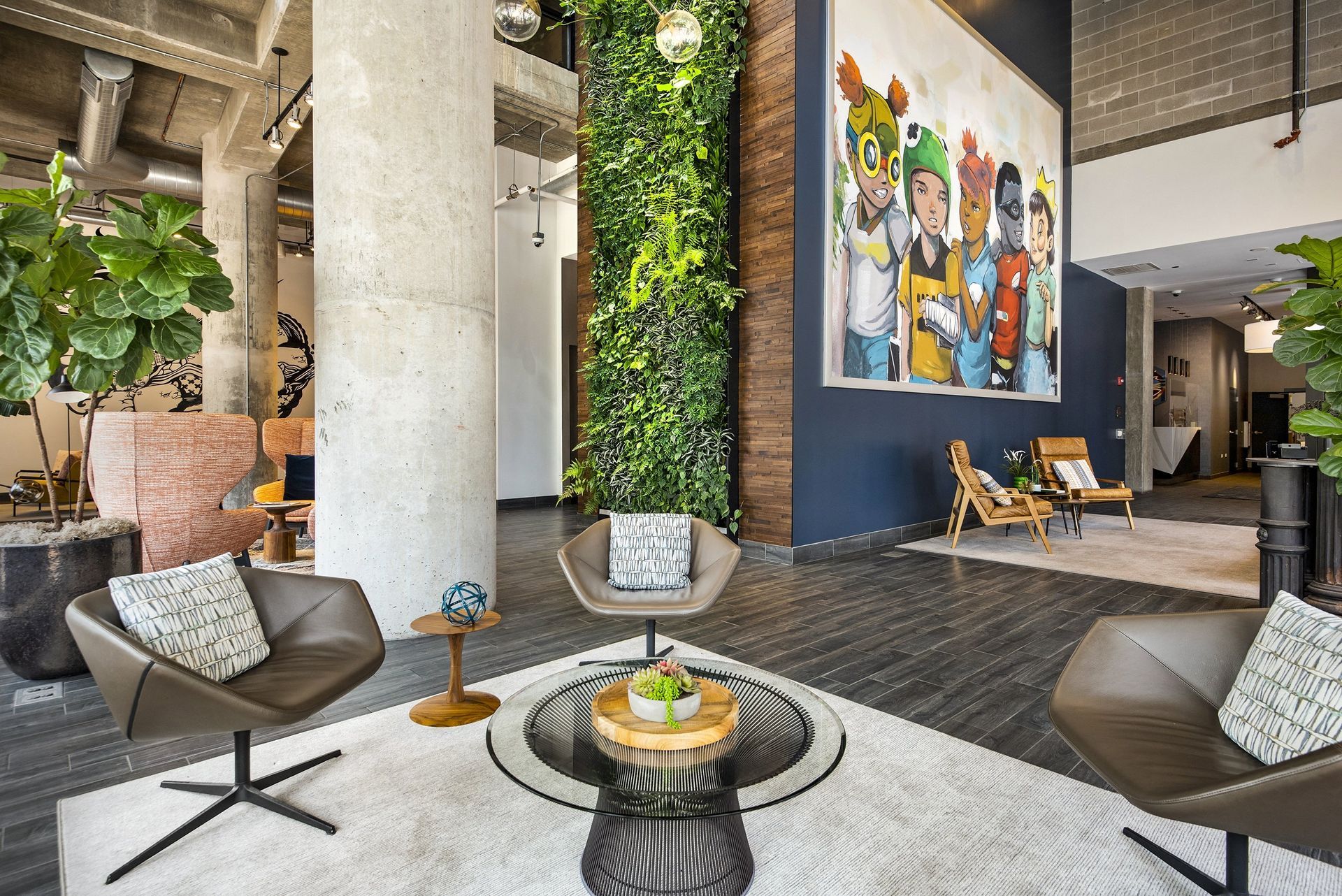 Lobby with Living Wall at Reside on Green Street