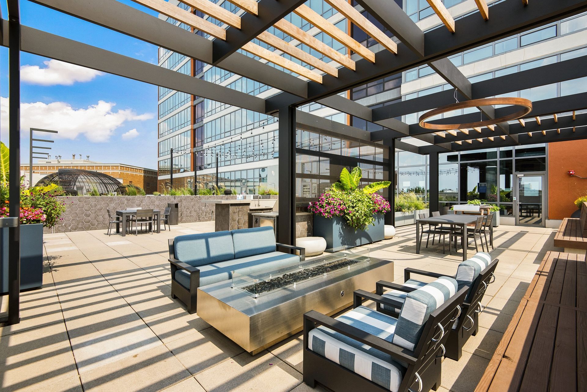 Roof Deck with Fire Pit at Reside on Green Street