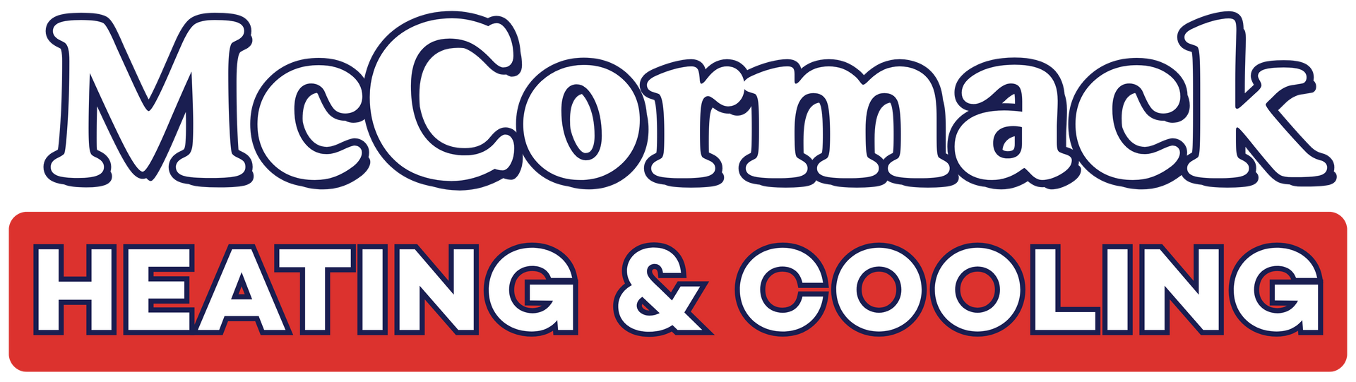 The logo for mccormack heating and cooling is red and white.