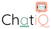 A logo for chatiq with a robot in a speech bubble