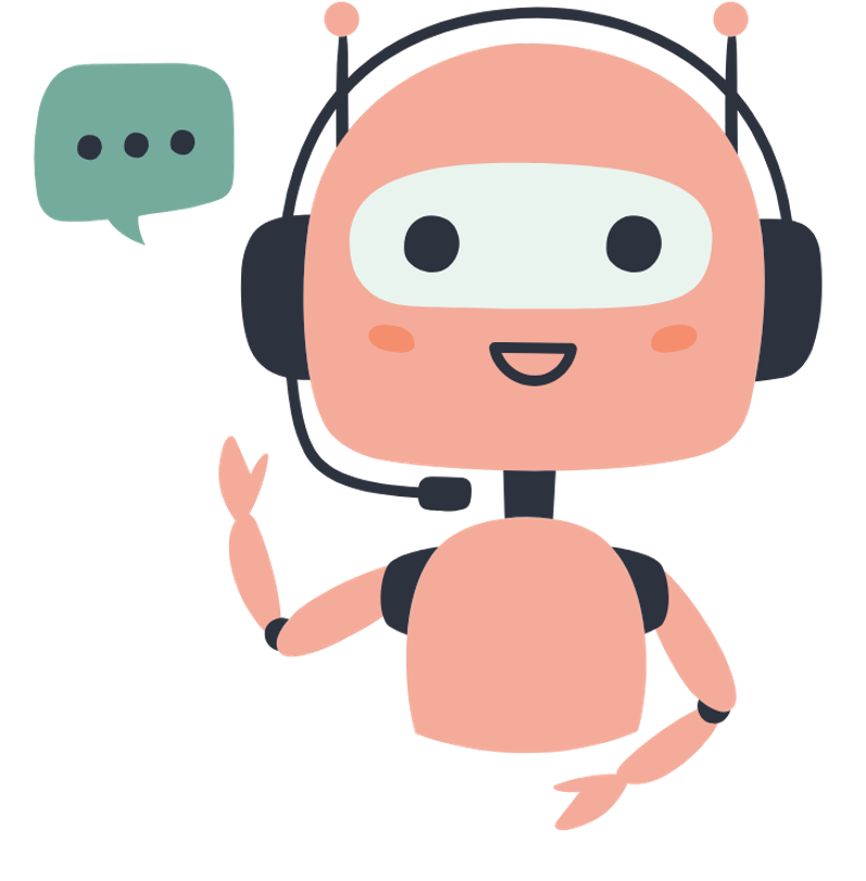 A cartoon illustration of a robot wearing headphones and a microphone.