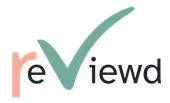A review logo with a check mark on it
