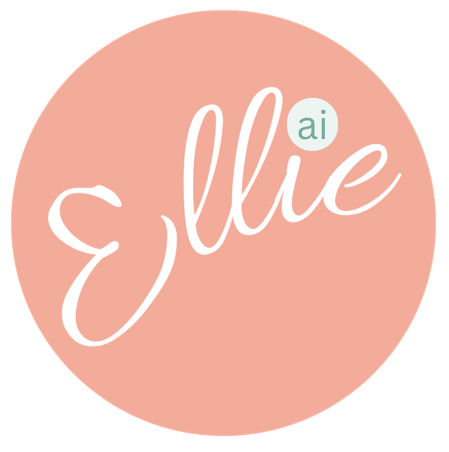 A pink circle with the word ellie on it