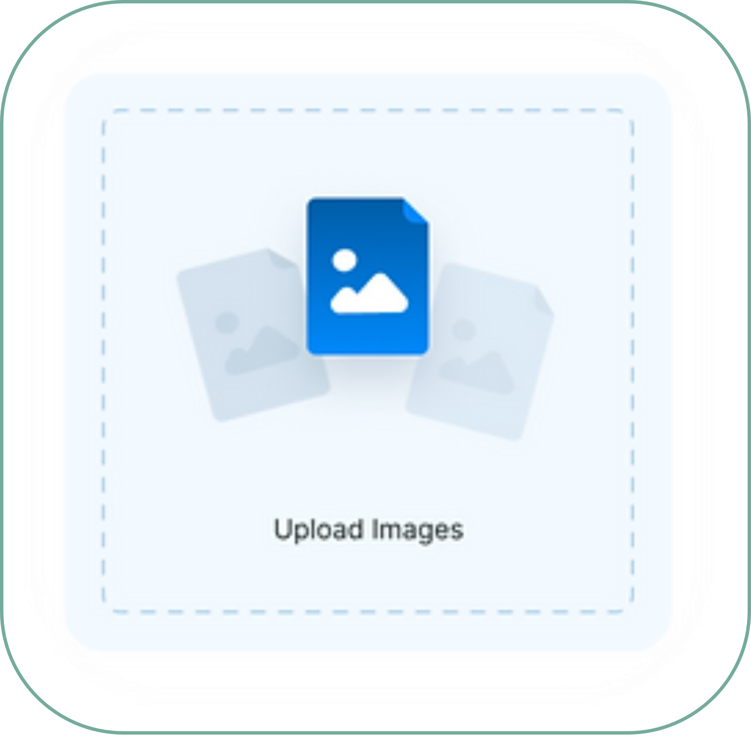 An icon that says upload images on it