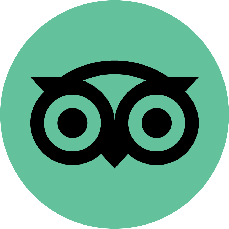 A green circle with a black owl on it