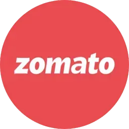 A red circle with the word zomato in white letters