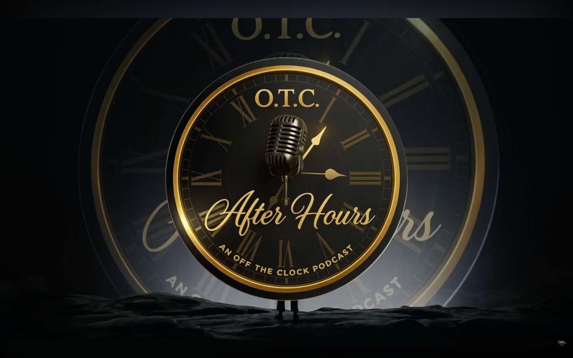 Podcast logo: Gold clock face with