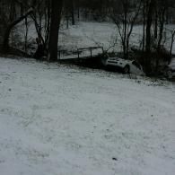 Slid off into a creek