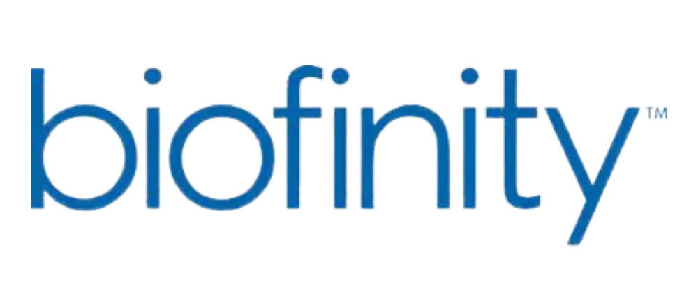 Biofinity logo in blue text with 
