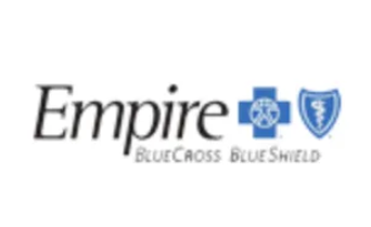 Empire BlueCross BlueShield logo in black and blue, featuring a cross and a shield symbol.