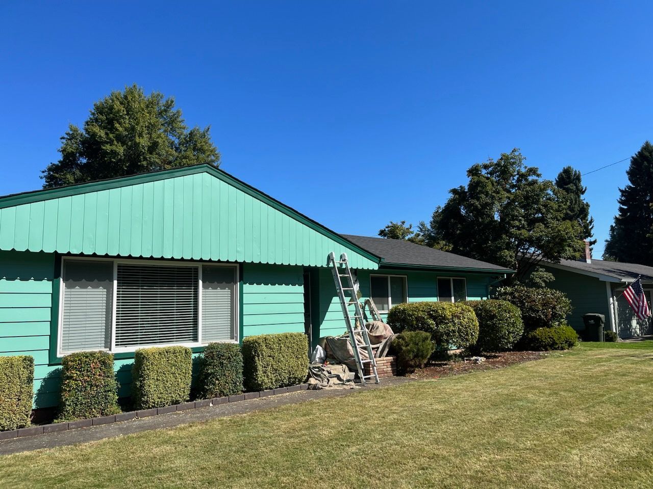 House painted in mint green – Springfield, OR - Don Ball Custom Care Painting