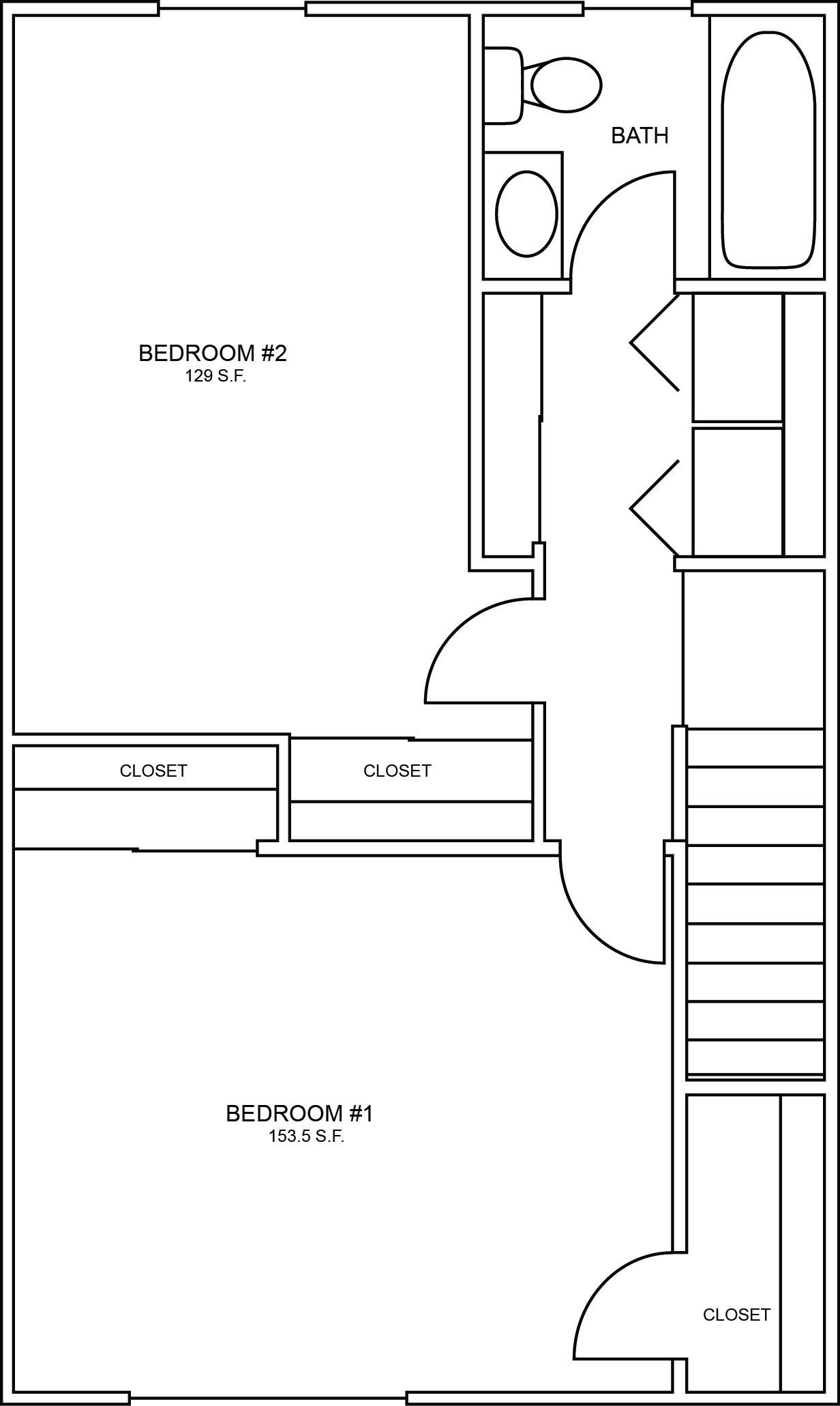 Floor Plan: 2 Bed · 1 .5 Bath Townhome - second floor