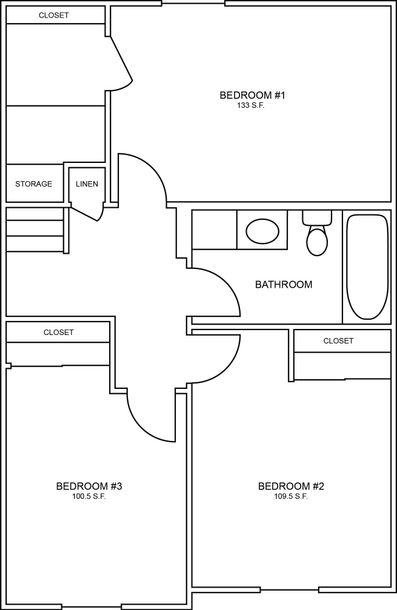 Floor Plan: 2 Bed · 1 .5 Bath Townhome - second floor