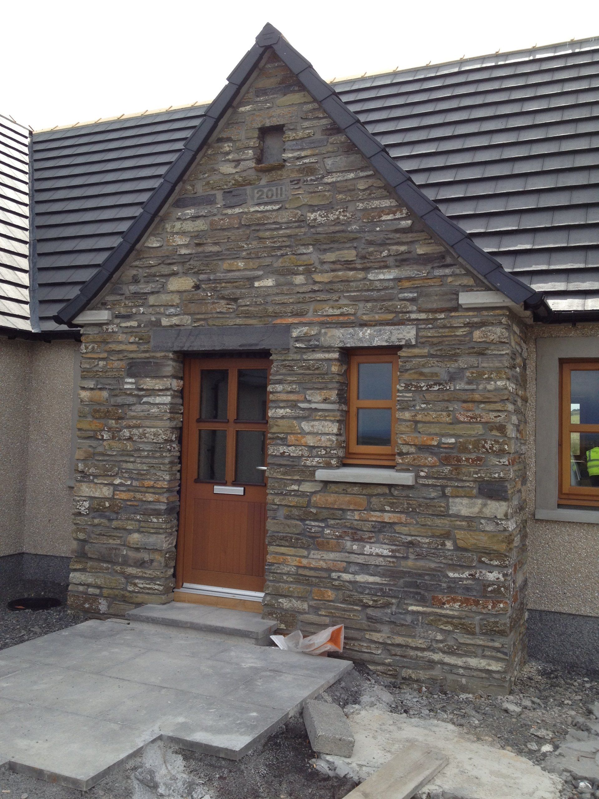 Bespoke feature porch using reclaimed Caithness stone