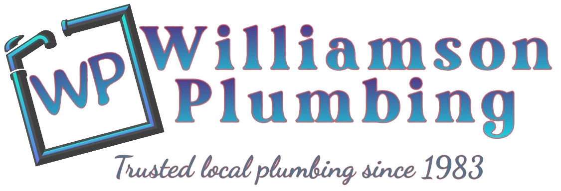 Williamson Plumbing logo: blue and purple text with a plumbing-related graphic;