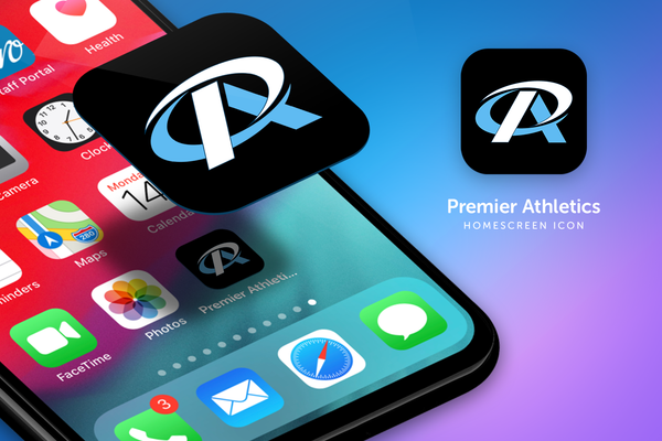 A phone with the premier athletics app on it