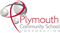 Plymouth Community School Corporation logo: red 