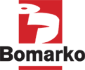 Bomarko logo: White stylized