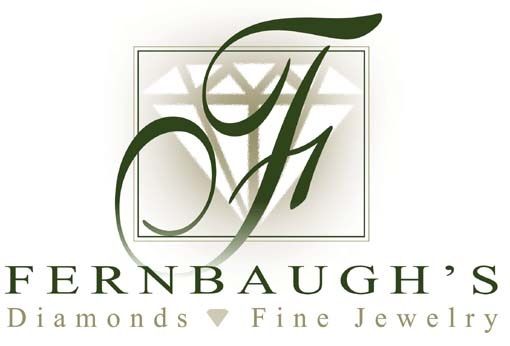 Logo for Fernbaugh's Diamonds and Fine Jewelry. Green calligraphic