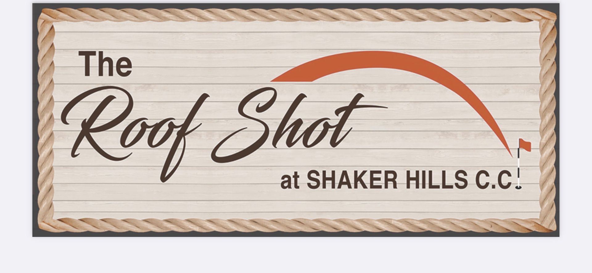 The logo for the roof shot at shaker hills c.c.