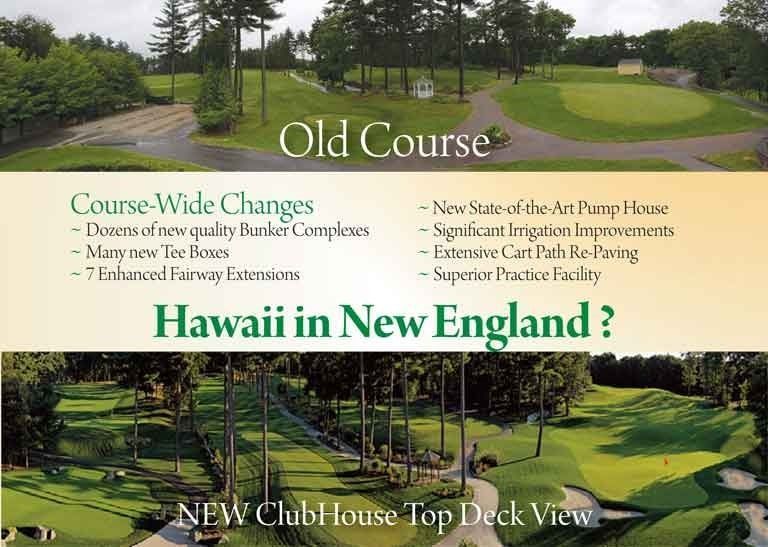 An advertisement for a golf course in new england