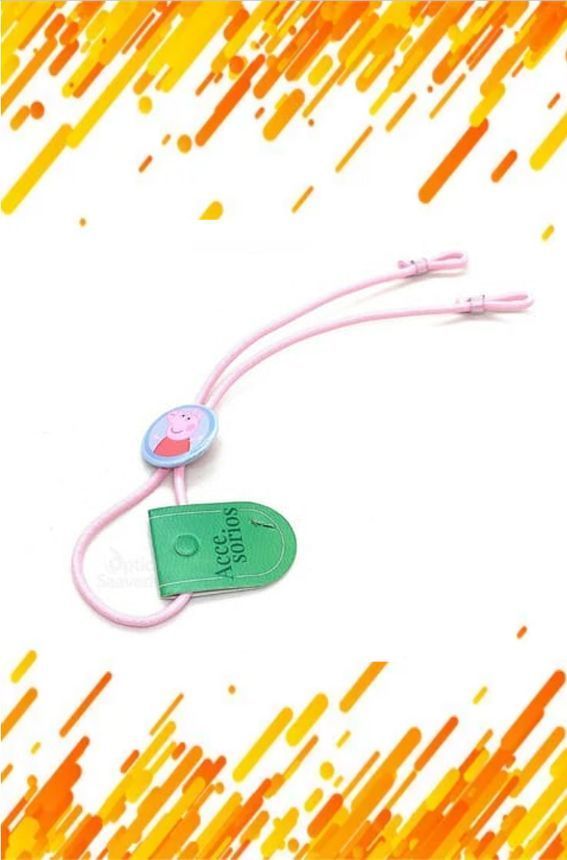 Una cinta para el pelo de color rosa con un diseño de Peppa Pig.