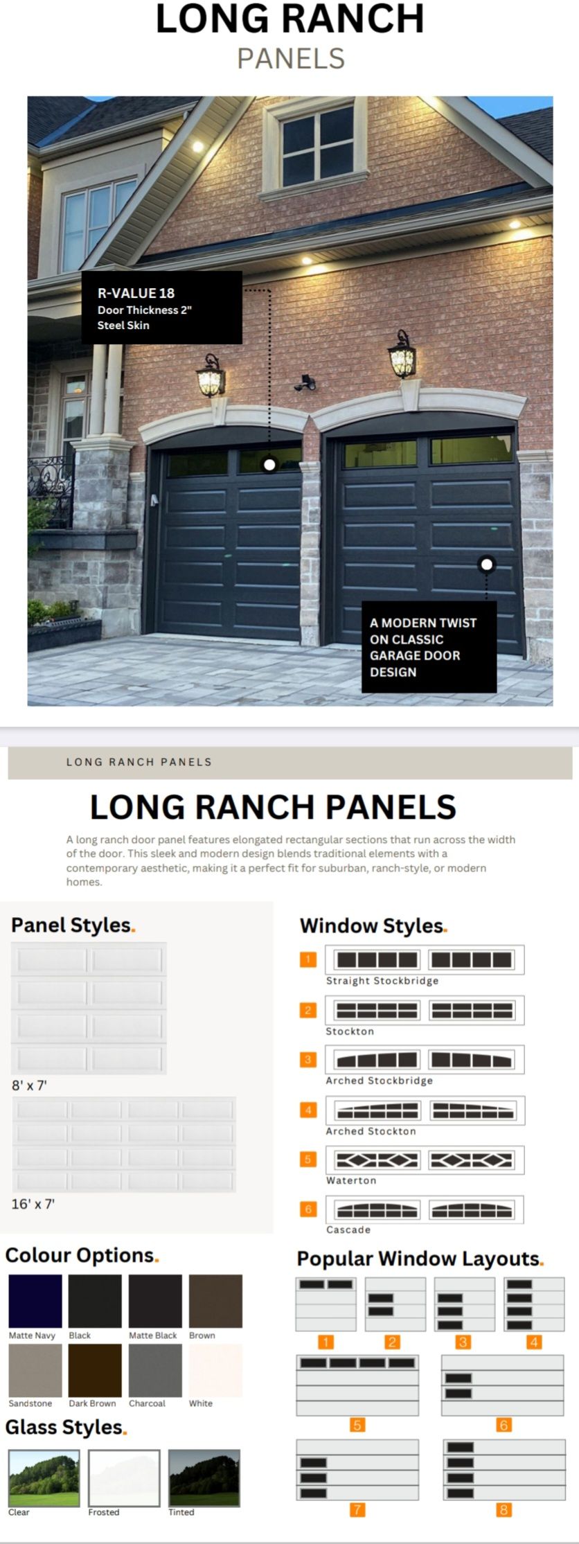 Garage door panels, color options and design ideas.