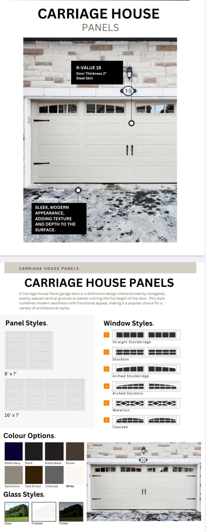 Garage door with carriage house panel options.
