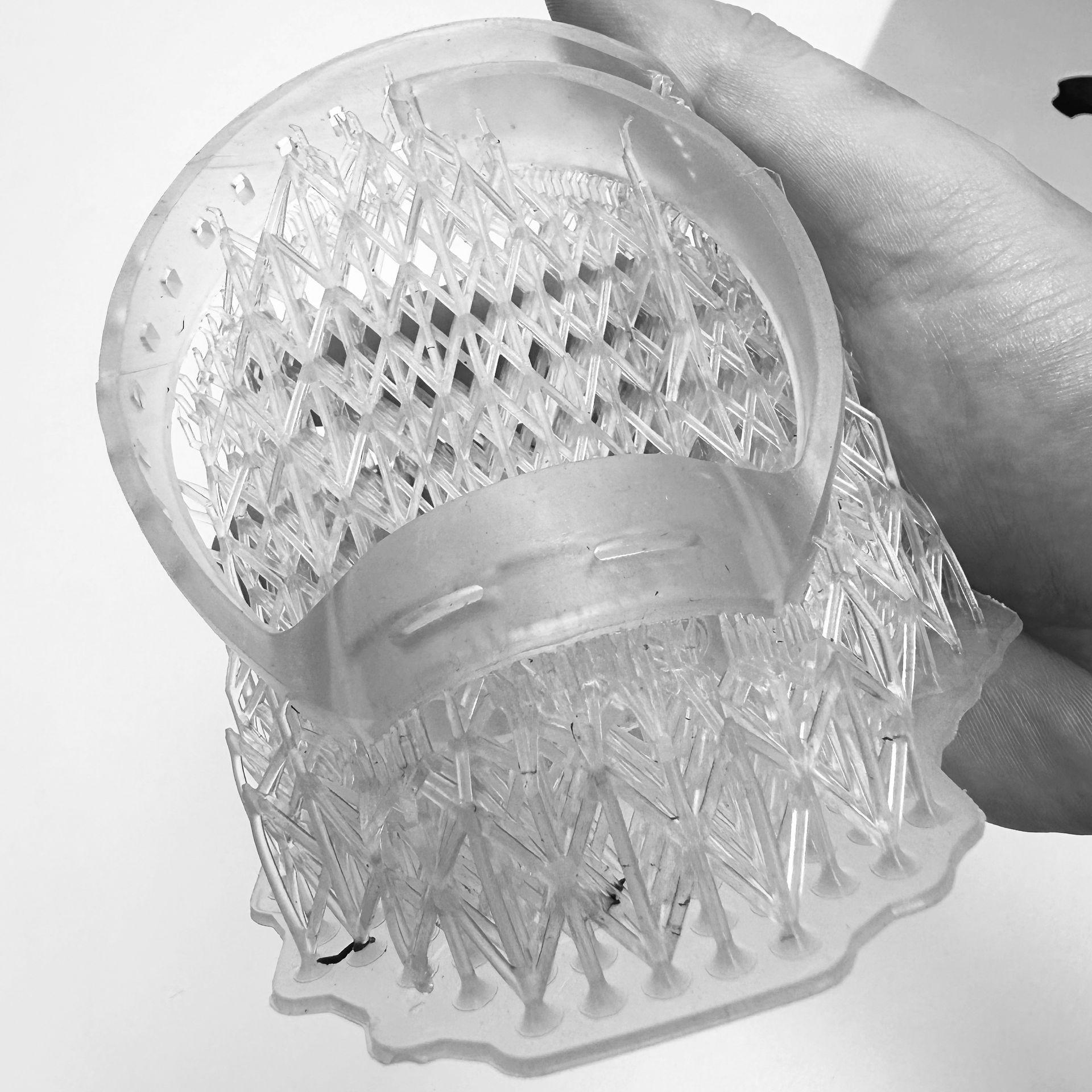 A person is holding a 3D printed object in their hand.